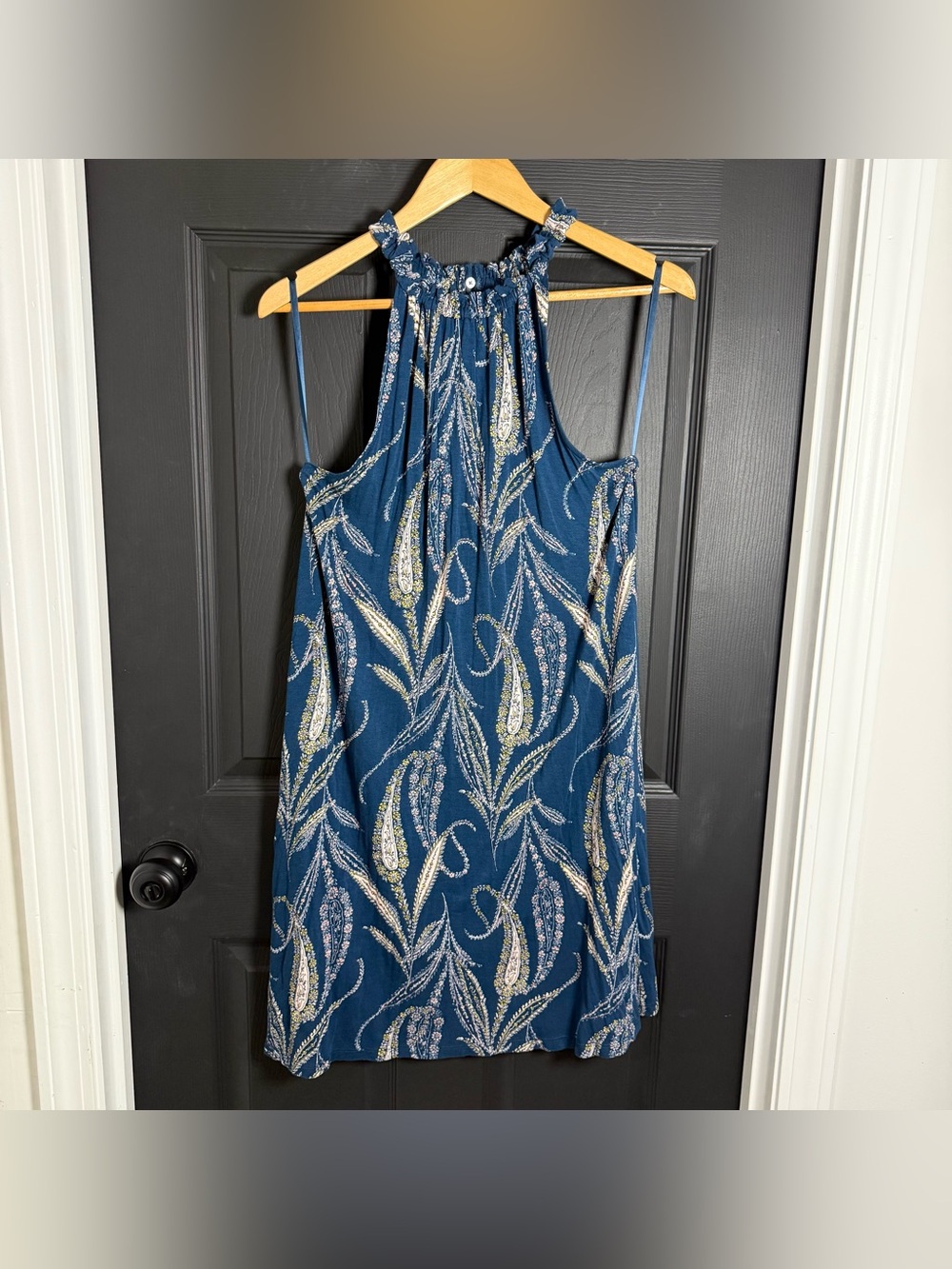 LOFT Navy Floral Halter Dress